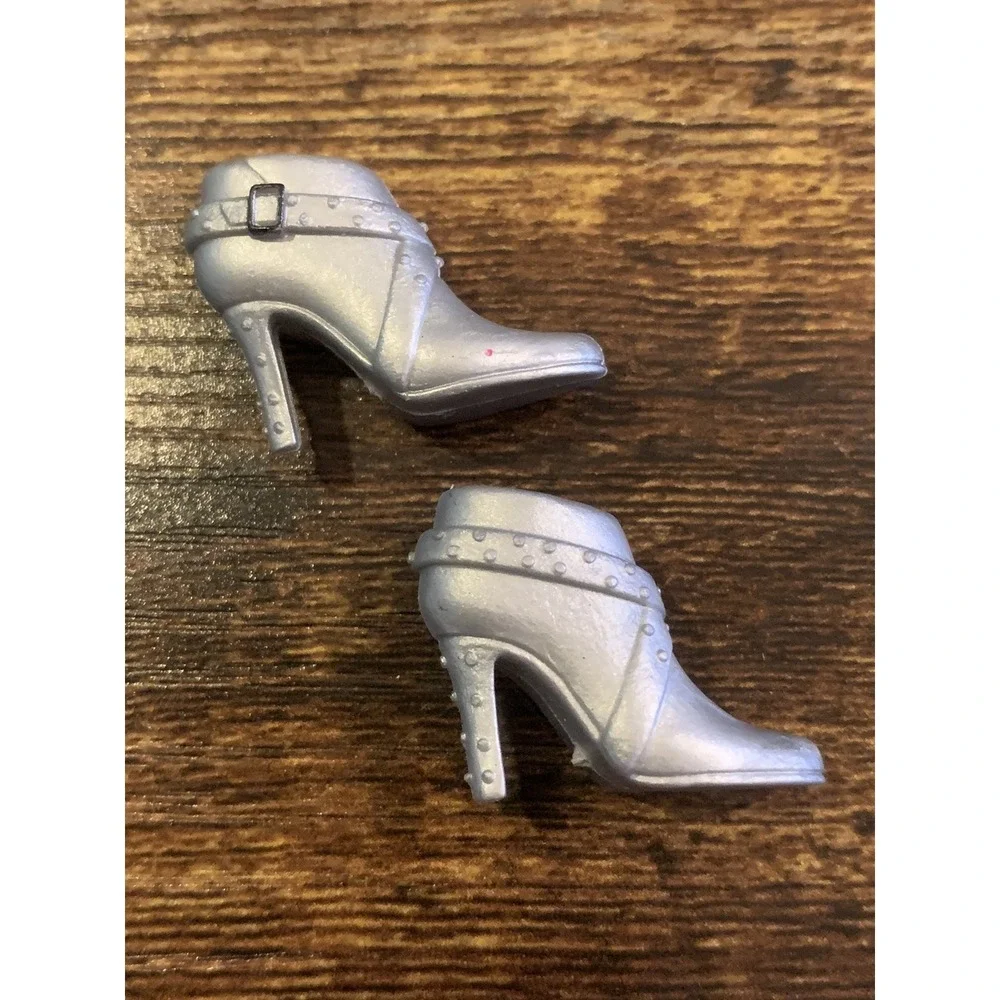 BARBIE HEELS BOOTIES ANKLE BOOTS GRAY STUDDED STILETTO FASHION CUTE DOLL SHOES